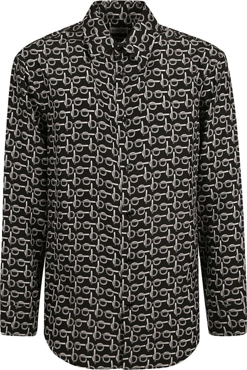 Burberry Black Silk Shirt With Modern Pattern