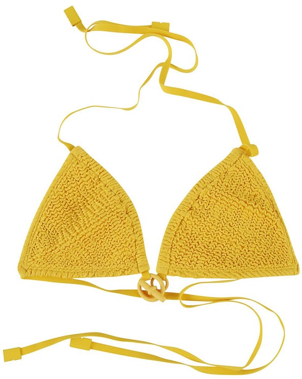 Burberry Textured Triangle Bikini Top With Gathered Fabric