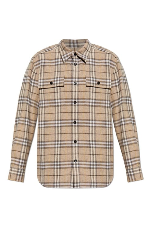 Burberry Plaid Wool Shirt With Button-Down Front