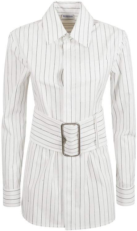 Burberry Vertical Striped Shirt With Belted Waist