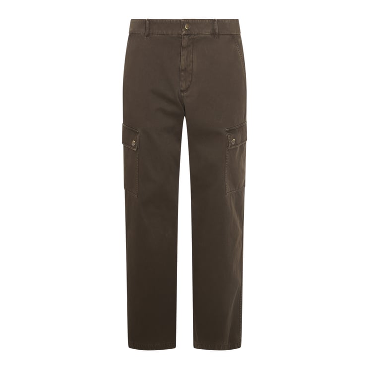 Burberry Brown Cotton Pants With Multipocket Design And Structured Silhouette