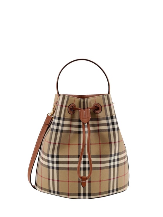 Burberry Multicolor Check Pattern Cotton Bucket Bag