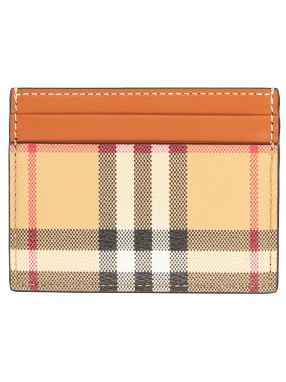 Burberry Check Polyurethane Leather Trim Card Holder
