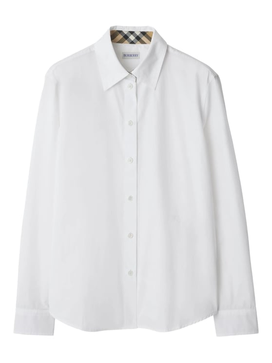 Burberry White Equestrian Knight Cotton Poplin Shirt