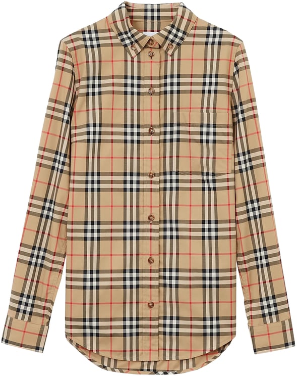 Burberry Stretch Cotton Twill Shirt with Burberry Check