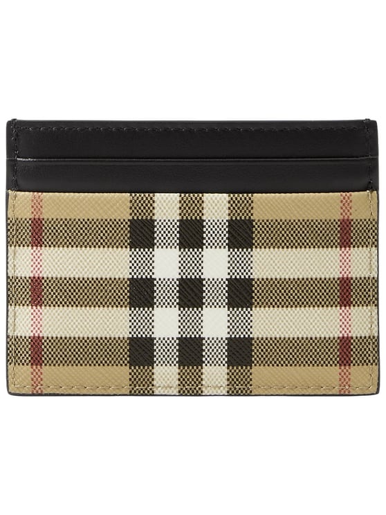 Burberry Beige Check Pattern Cotton-Blend Wallet