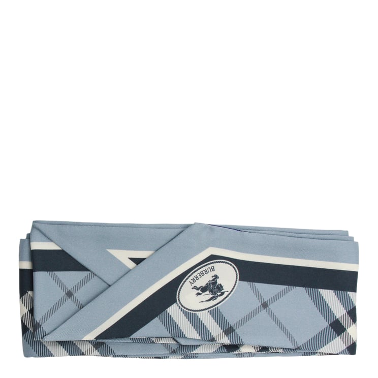 Burberry Check Pattern Scarf With Central Emblem And Refined Edges