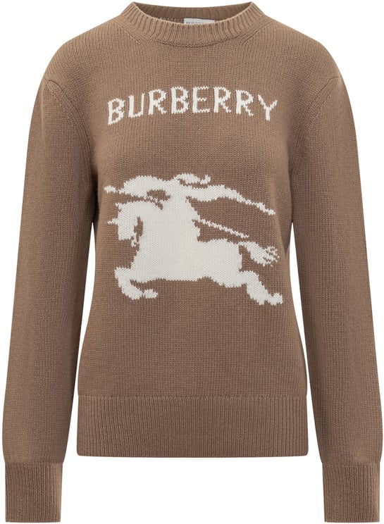 Burberry Maglione Burberry Marrone con Logo Cavaliere