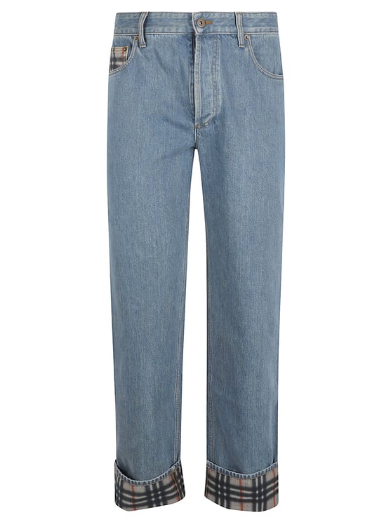 Burberry Classic Straight-Leg Denim Jeans with Check Lining
