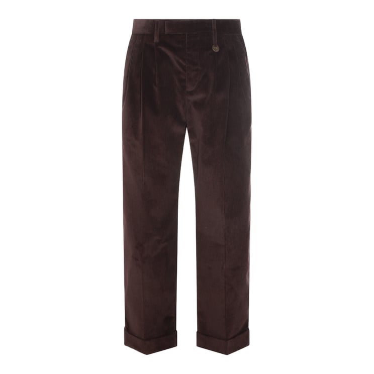 Burberry Dark Brown Corduroy Trousers with Tailored Fit