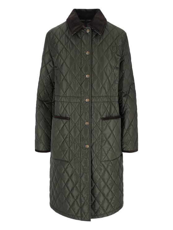 Burberry Quilted Green Burberry Car Coat