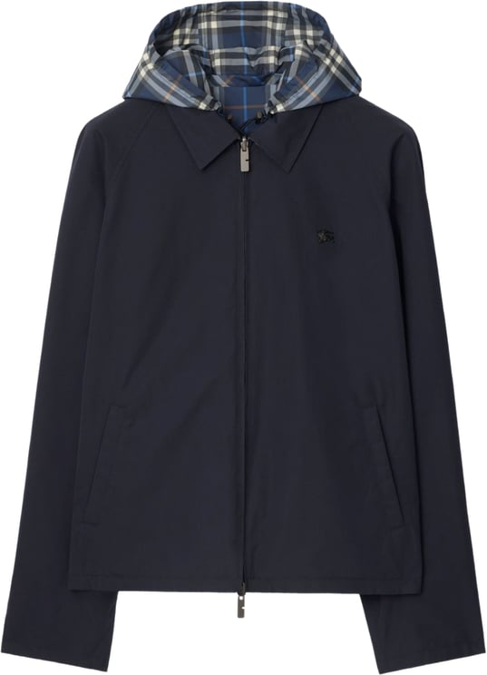 Burberry Blue Reversible Check Cotton Bomber Jacket
