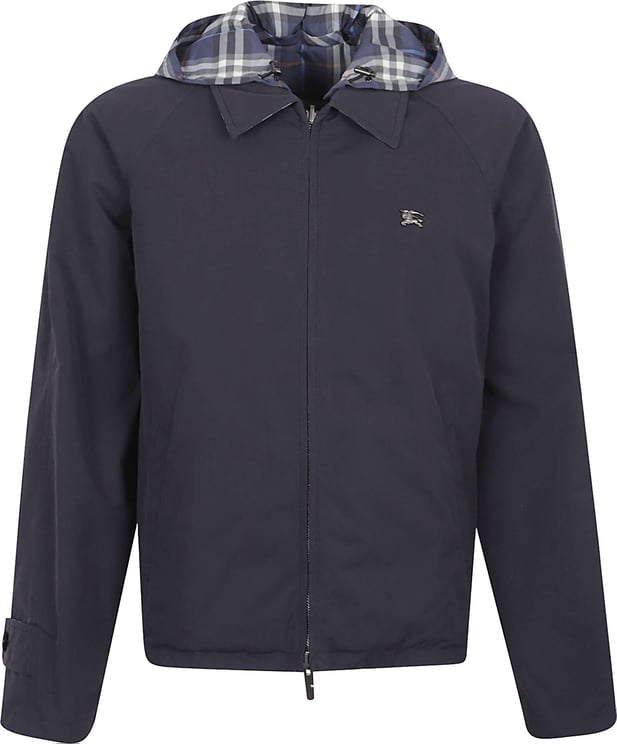 Burberry Blue Reversible Check Cotton Bomber Jacket