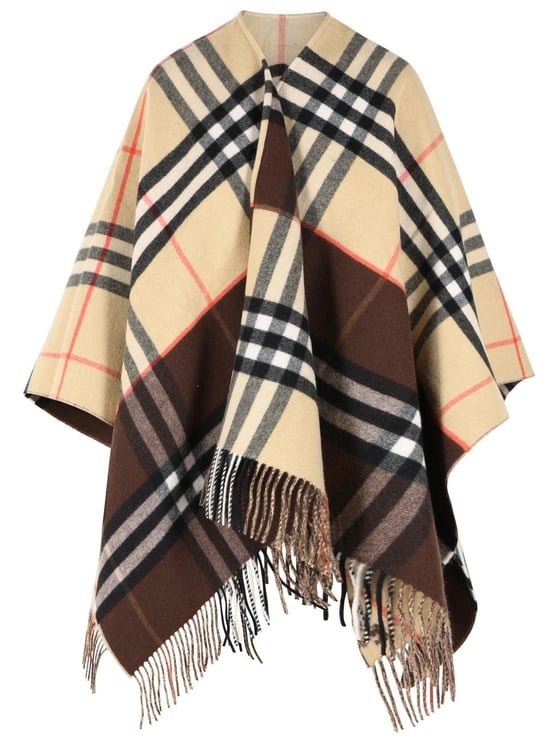 Burberry 'Check' Beige Cashmere Cape
