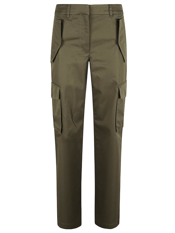 Burberry Marrow Green Trousers with Check Trim