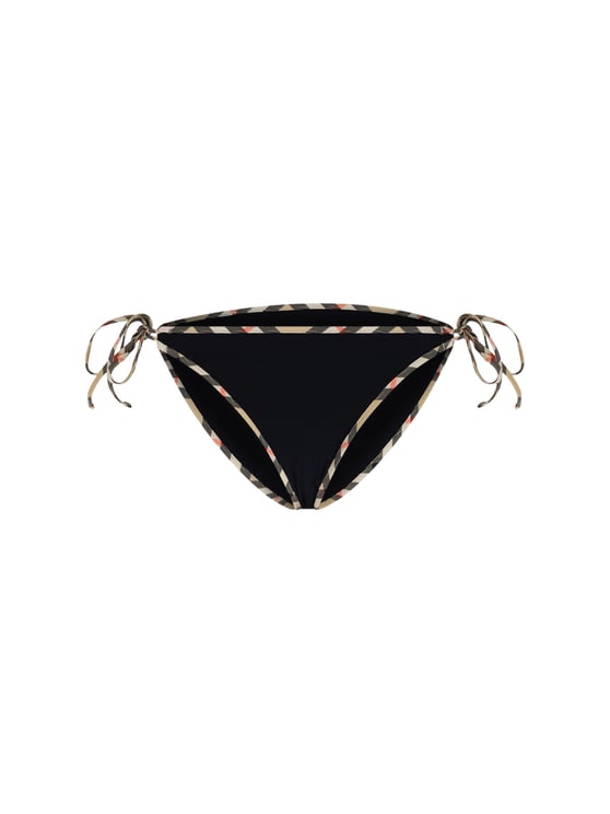 Burberry "Check" Swimsuit Briefs In Black Stretch Fabric