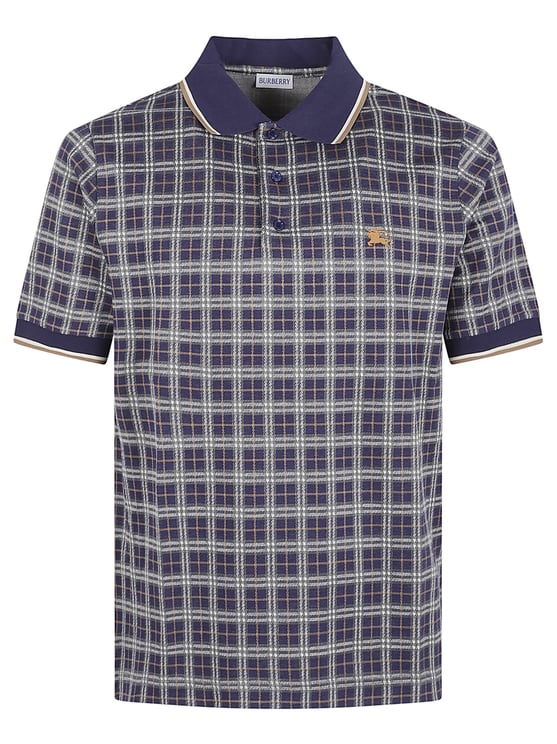 Burberry Checkered Polo Top with 3-Button Closure