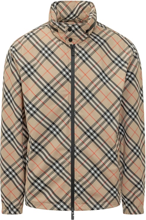 Burberry Giacca con Zip e Motivo Check