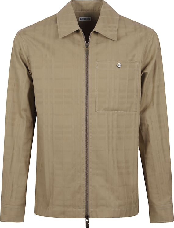 Burberry Brown Cotton Long-Sleeve Zip-Up Shirt with Classic Collar