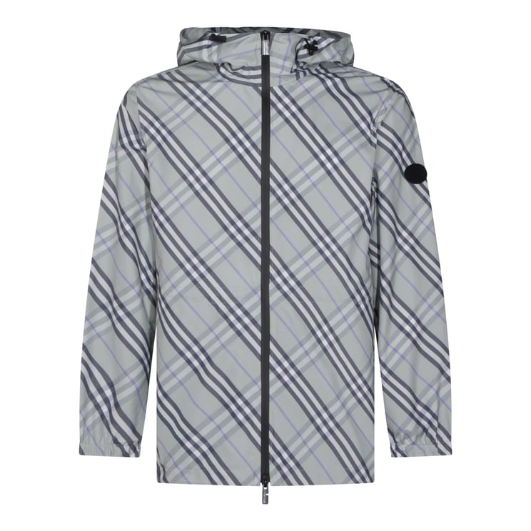 Burberry Light Grey Hooded Check Jacket