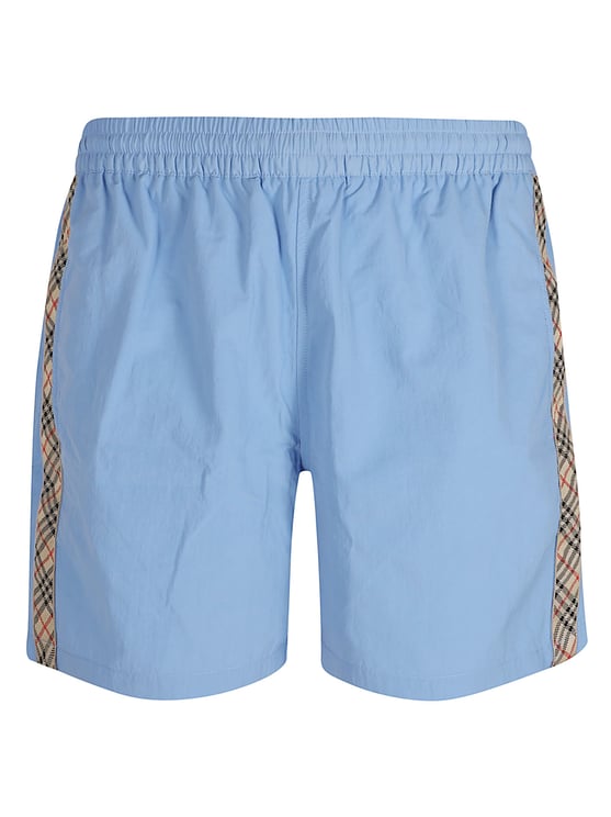 Burberry Light Blue Swim Shorts with Adjustable Waist and Equestrian Detail