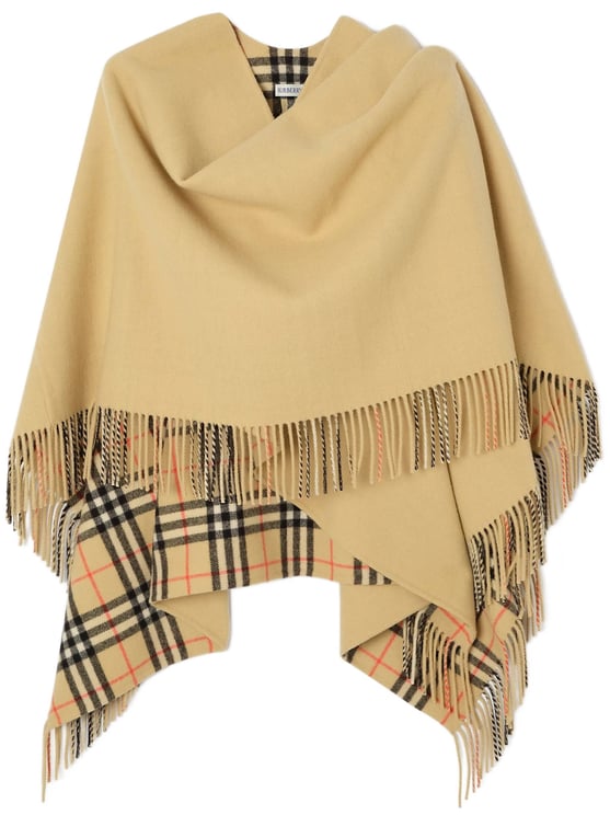 Burberry Matella In Lana Fringed Poncho