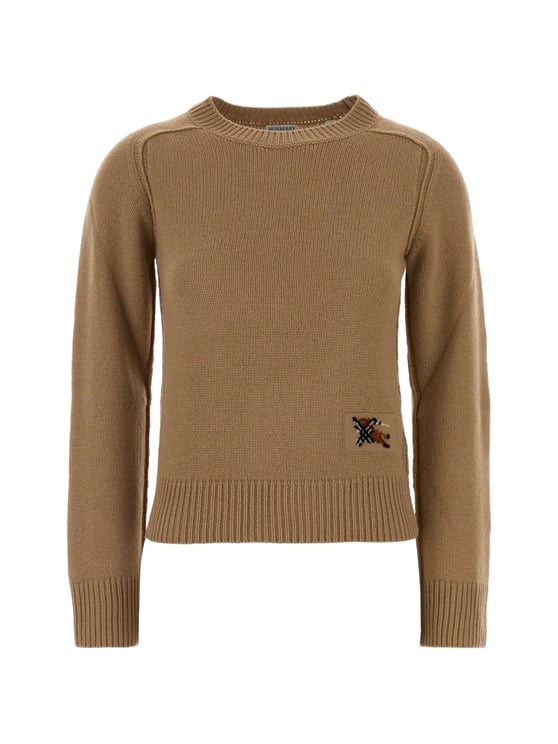 Burberry Cropped Ribbed Knit Round-Neck Sweater