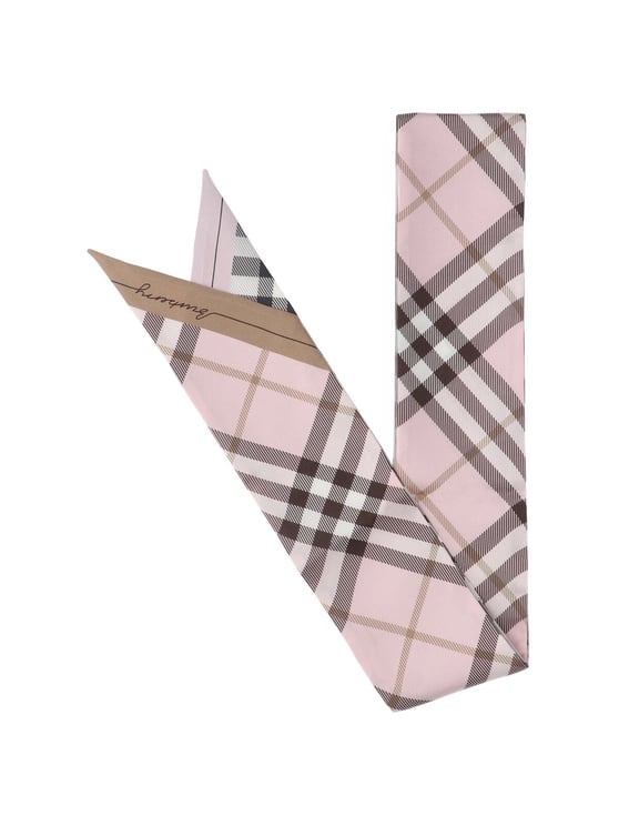 Burberry Grey Check Mulberry Silk Scarf