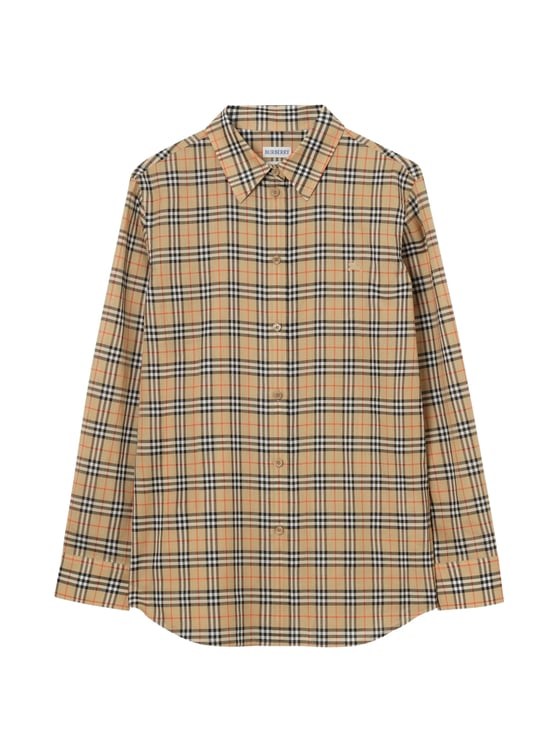 Burberry Check Pattern Pointed Collar Shirt