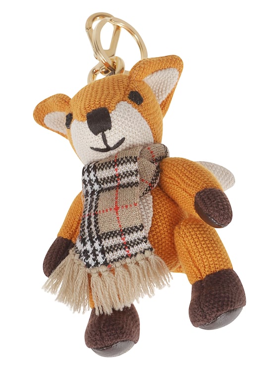 Burberry Orange Cotton Check Fox Charm