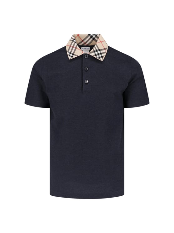Burberry Dark Gray Cotton Check Polo Shirt