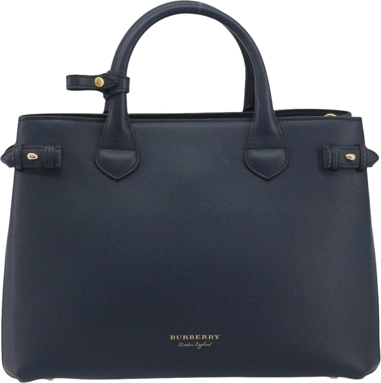 Burberry Burberry Banner Tote Leather and House Check Canvas Medium