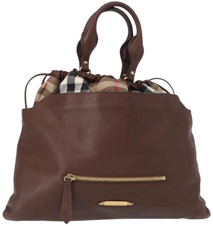 Burberry Burberry Big Crush Tote Leather and House Check Canvas Large