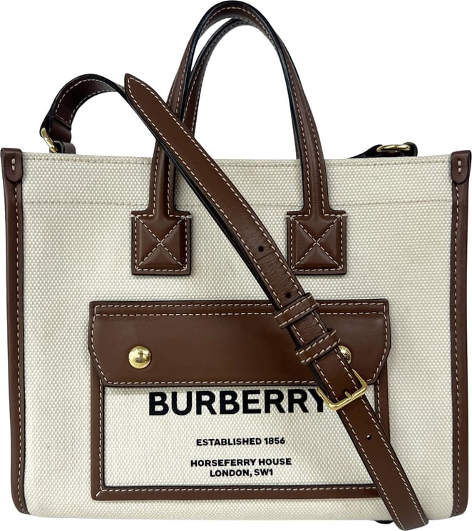 Burberry Burberry Freya Shopping Tote Canvas with Leather Mini