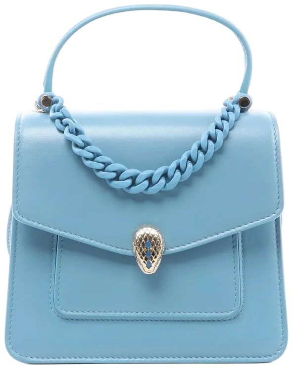 Bvlgari BVLGARI Serpenti Forever Leather Chain 2Way Handbag in Blue