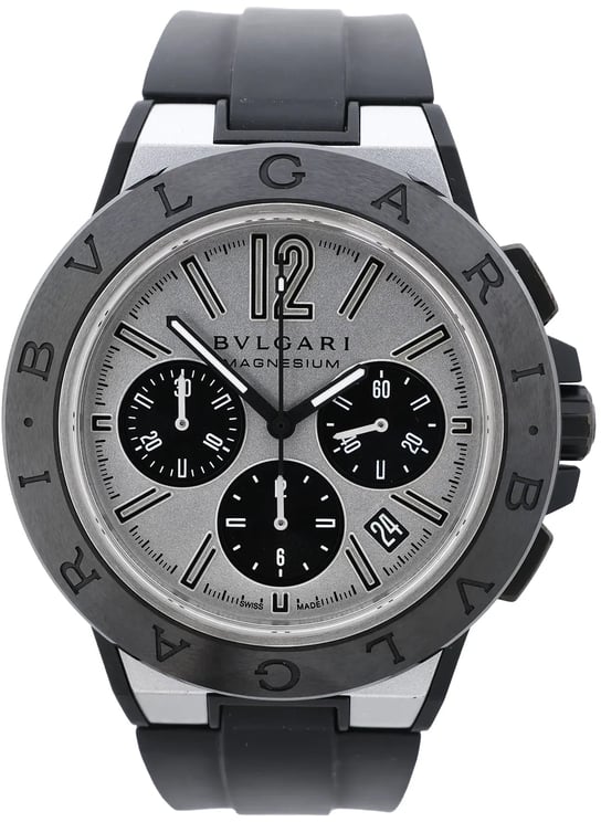 Bvlgari Bvlgari Diagono Magnesium DG42SMCCH PO02858 Magnesium & Rubber AT Watch with Silver Dial