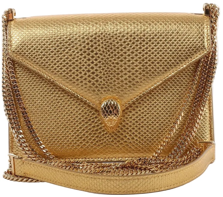 Bvlgari BVLGARI Serpenti Leather Chain Crossbody Bag in Gold