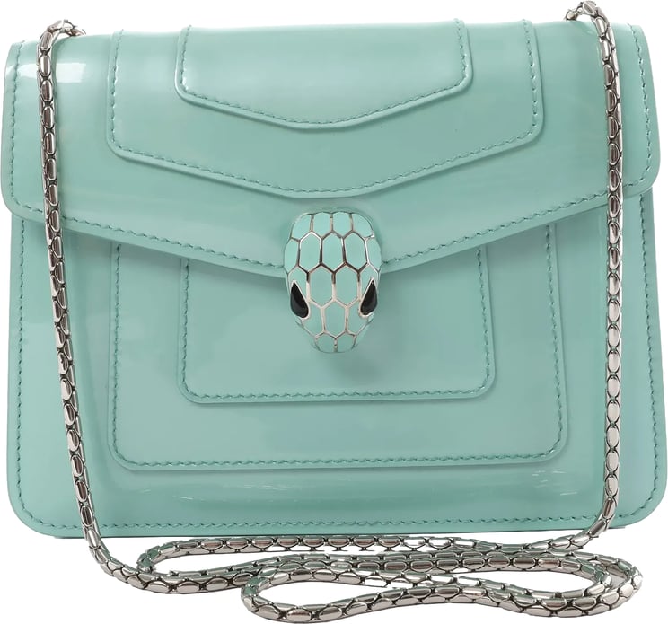 Bvlgari BVLGARI Serpenti Forever Patent Leather Chain Crossbody Bag in Green