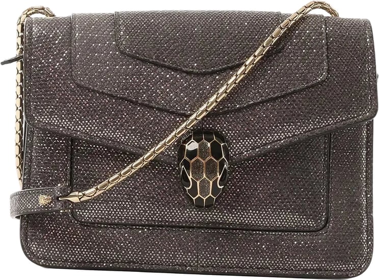 Bvlgari BVLGARI Serpenti Leather Chain Crossbody Bag in Gray