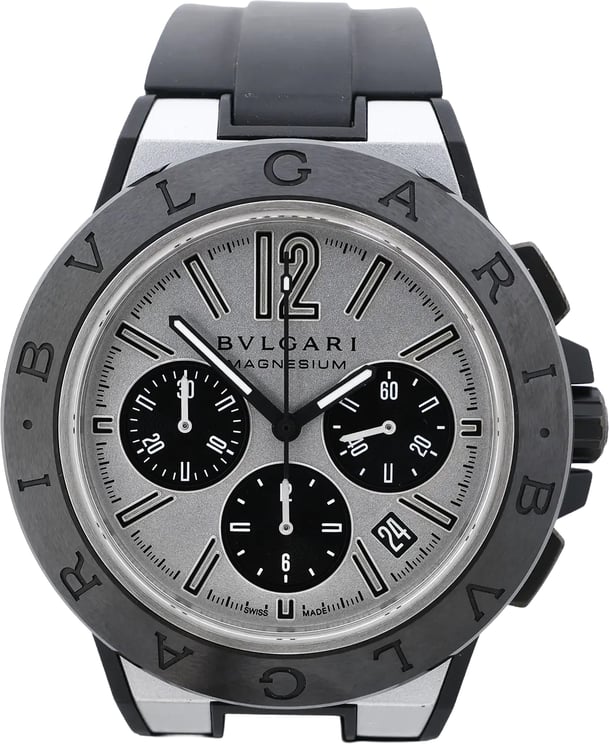 Bvlgari Bvlgari Diagono Magnesium DG42SMCCH PO02858 Magnesium & Rubber AT Watch with Silver Dial