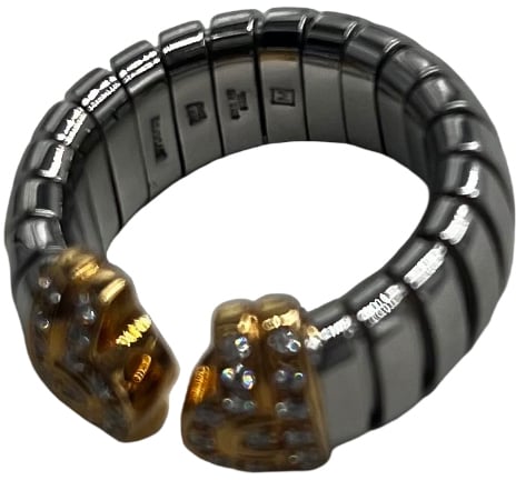 Bvlgari Bvlgari Bulgari Tobugas Gold and Steel Diamond Cuff Ring Cuff Ring 54