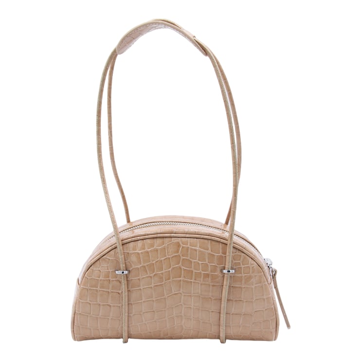 By Far Crocodile-Embossed Semi-Circular Handbag