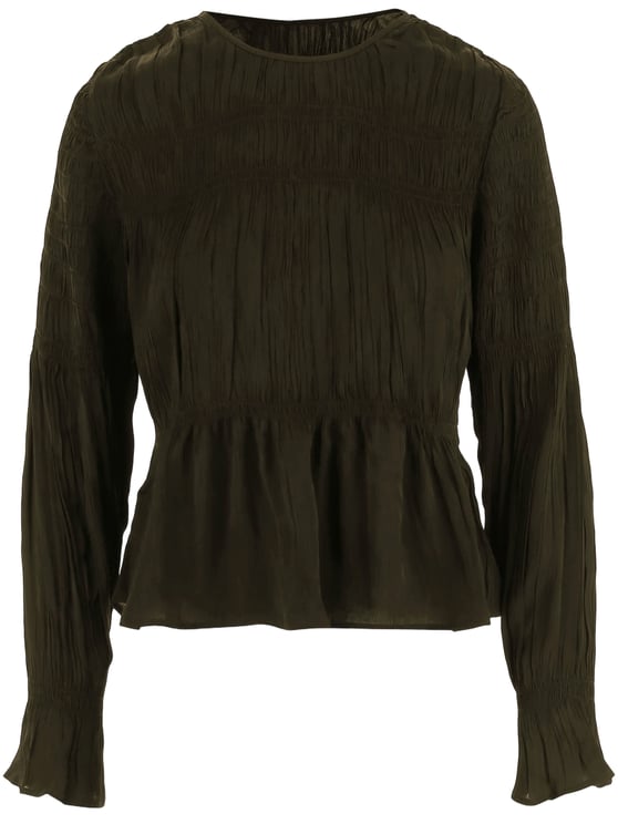 By Malene Birger Gathered Detail Blouse With Ruffled Edges