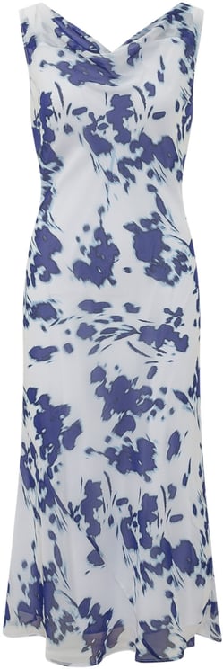 Calvin Klein Abito con Scollo Drappeggiato e Stampa