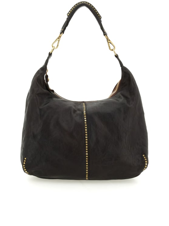 Campomaggi Large Slouchy Handbag with Textured Leather and Decorative Studs
