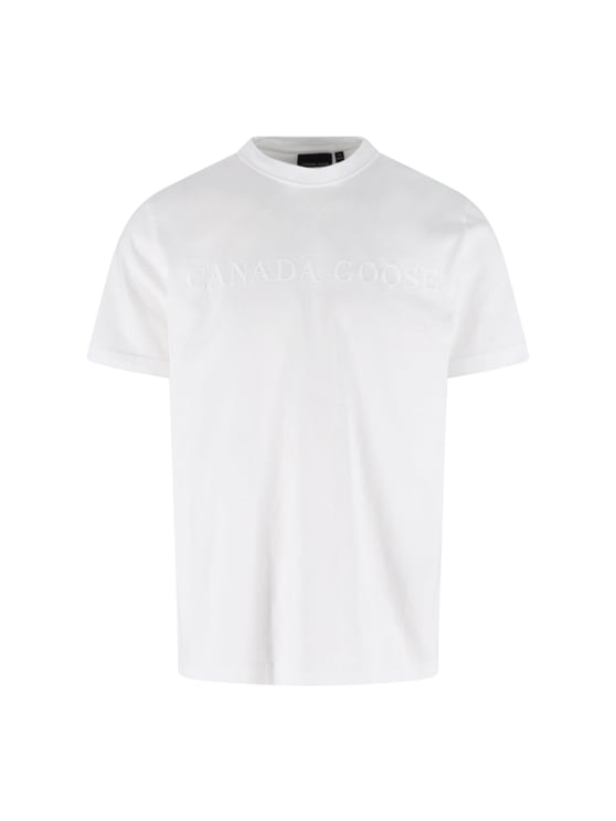 Canada Goose White Plain Embossed Cotton Logo T-shirt