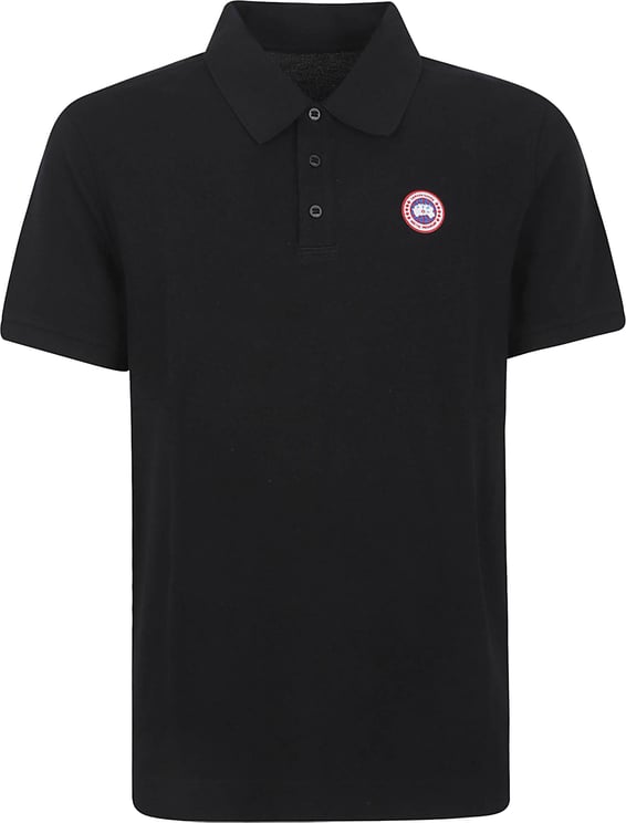Canada Goose Black Polo Shirt with Ribbed Collar and Iconic Logo Patch