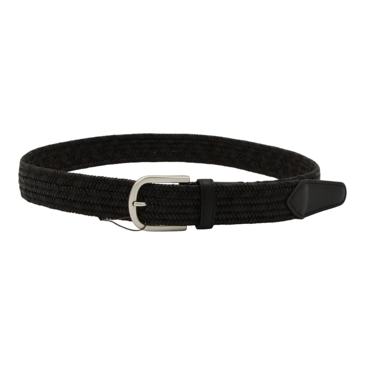 Canali Braided Textured Belt with Silver-Toned Buckle