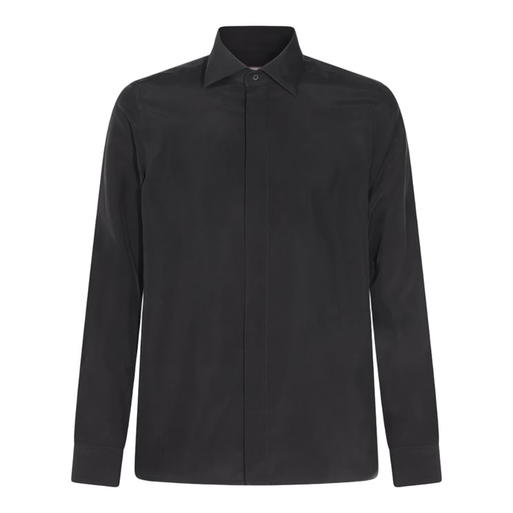 Canali Long-Sleeved Shirt with Concealed Button Placket