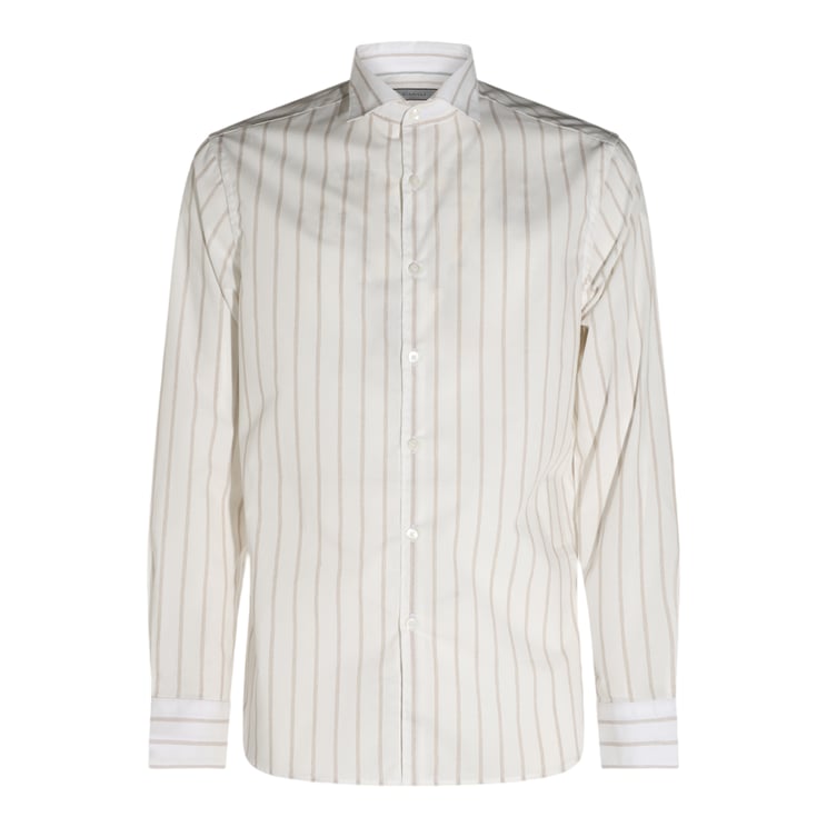 Canali Vertical Striped Casual Shirt with Structured Collar
